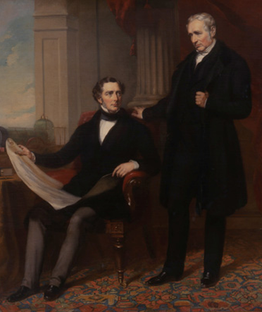 A painting of George and Robert Stephenson