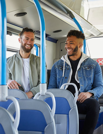 Two men on a bus