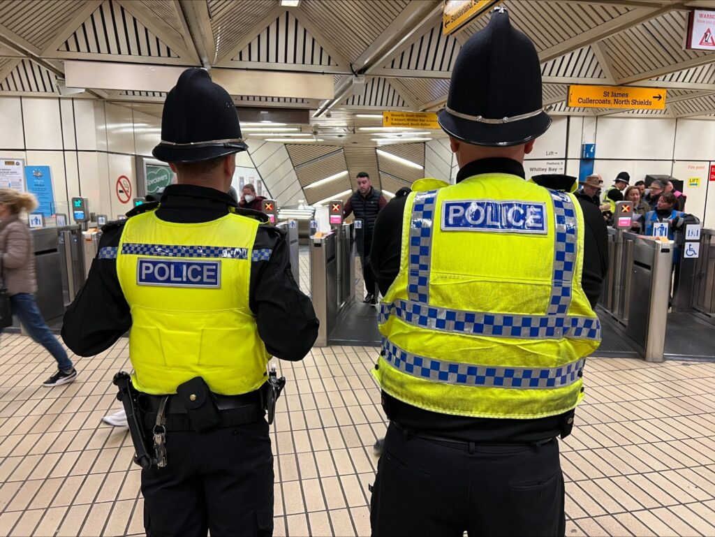 Police officers at Metro station