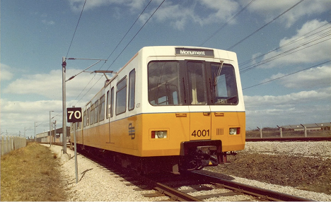 The first Metro train.