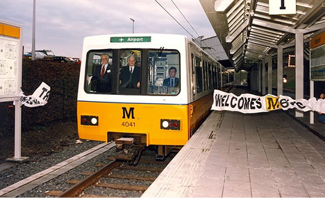 The Metro arrives at Newcastle Airport.