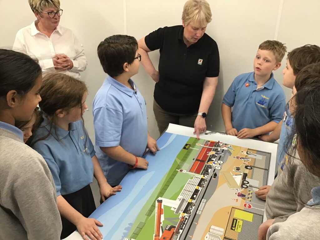 A group of school pupils in a Metro safety session