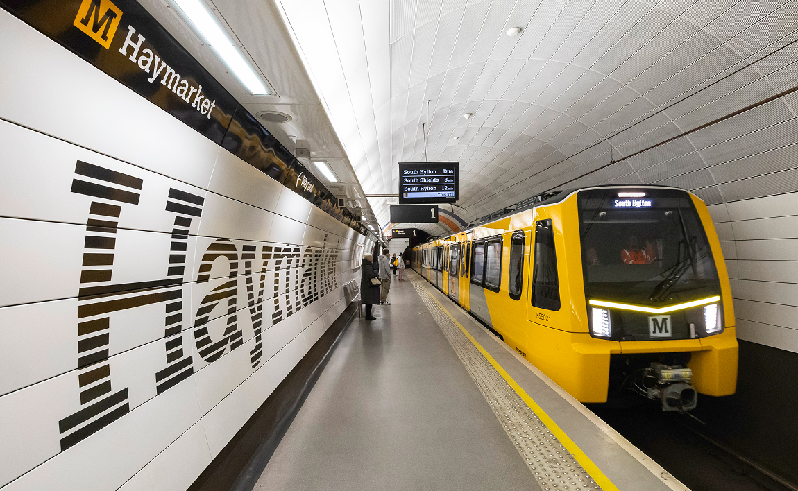 A new Metro train at Haymarket Metro station